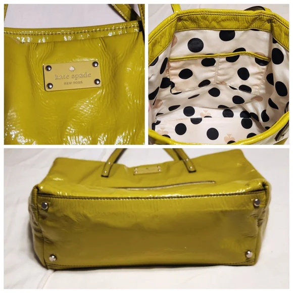 Kate Spade Patent Leather Large Shopper Tote Bag Yellow - Picture 8 of 12